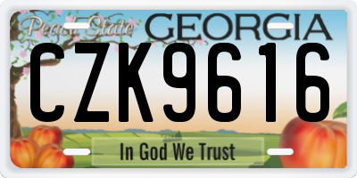 GA license plate CZK9616