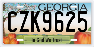 GA license plate CZK9625