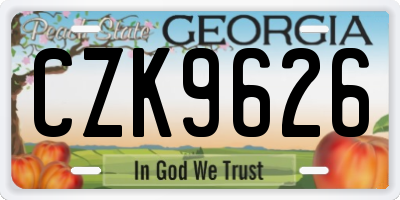 GA license plate CZK9626
