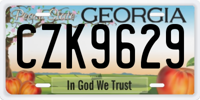 GA license plate CZK9629