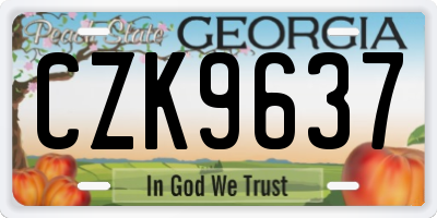 GA license plate CZK9637