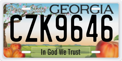 GA license plate CZK9646