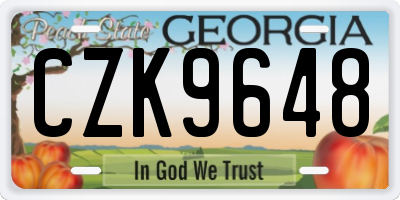 GA license plate CZK9648