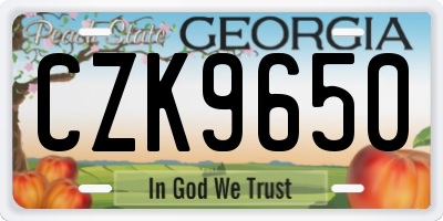 GA license plate CZK9650