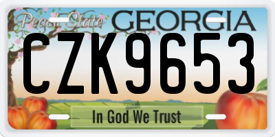 GA license plate CZK9653
