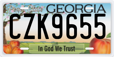 GA license plate CZK9655