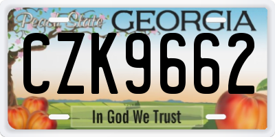 GA license plate CZK9662