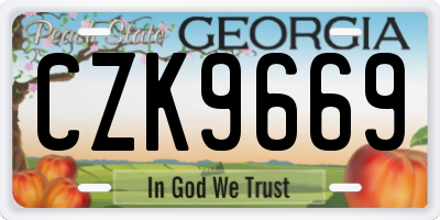 GA license plate CZK9669