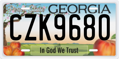 GA license plate CZK9680