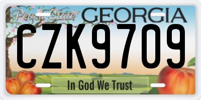 GA license plate CZK9709