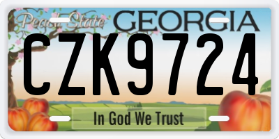 GA license plate CZK9724