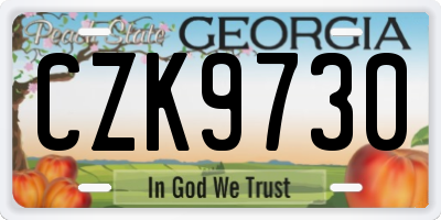 GA license plate CZK9730