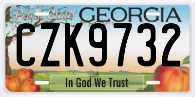 GA license plate CZK9732