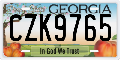 GA license plate CZK9765