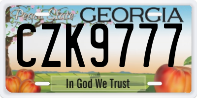 GA license plate CZK9777