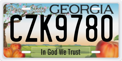 GA license plate CZK9780