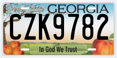 GA license plate CZK9782