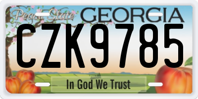 GA license plate CZK9785