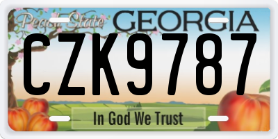 GA license plate CZK9787