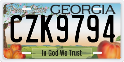 GA license plate CZK9794