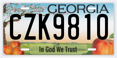 GA license plate CZK9810