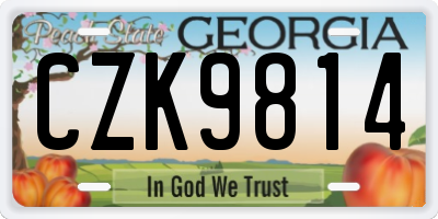 GA license plate CZK9814