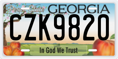 GA license plate CZK9820