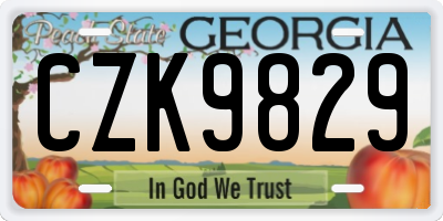 GA license plate CZK9829
