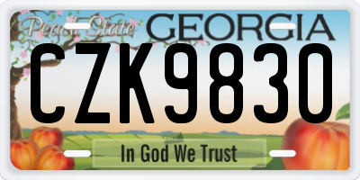 GA license plate CZK9830