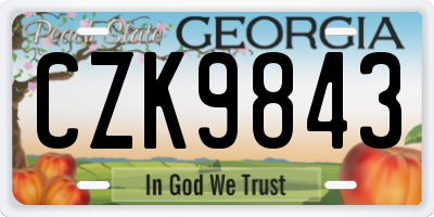 GA license plate CZK9843