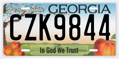 GA license plate CZK9844
