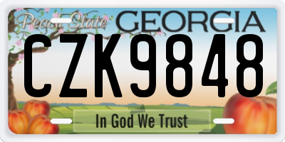 GA license plate CZK9848