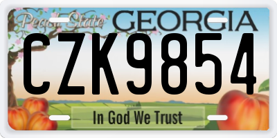 GA license plate CZK9854