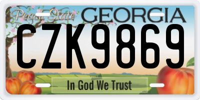GA license plate CZK9869