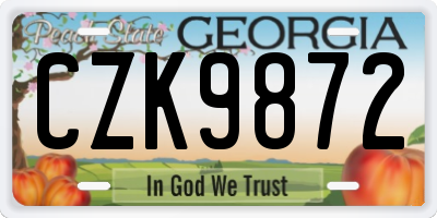 GA license plate CZK9872