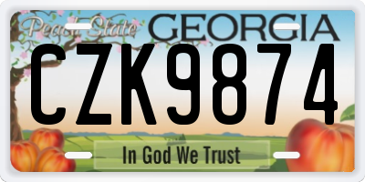 GA license plate CZK9874