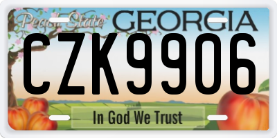 GA license plate CZK9906