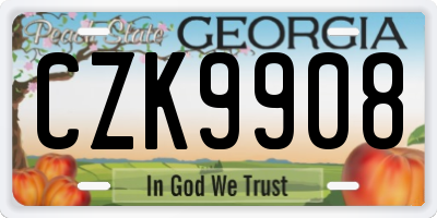 GA license plate CZK9908