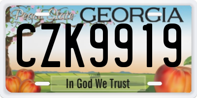 GA license plate CZK9919