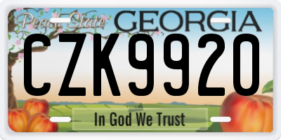 GA license plate CZK9920