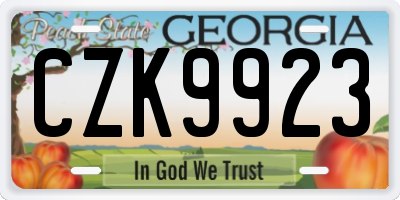 GA license plate CZK9923