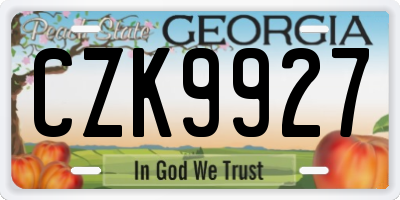 GA license plate CZK9927