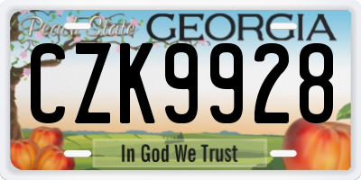 GA license plate CZK9928