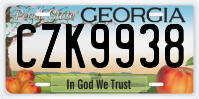 GA license plate CZK9938