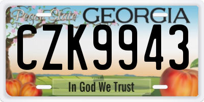 GA license plate CZK9943