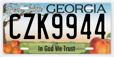 GA license plate CZK9944