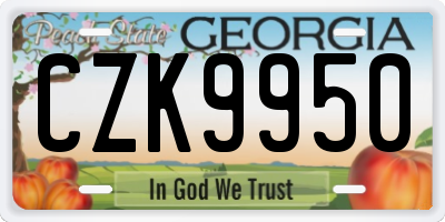 GA license plate CZK9950