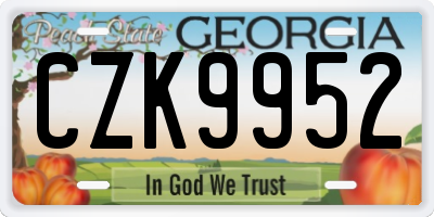 GA license plate CZK9952