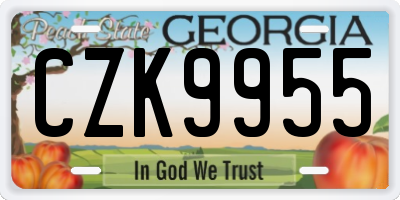 GA license plate CZK9955
