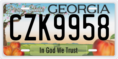 GA license plate CZK9958